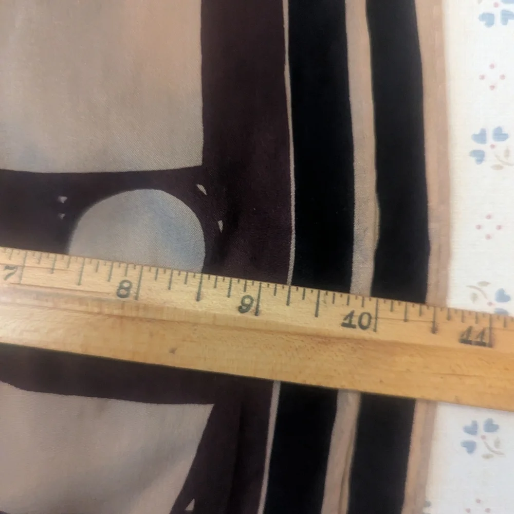 Vera Vintage Silk Scarf Skinny Brown Black Cream Patterned 1970's